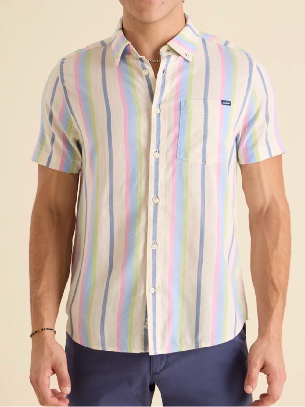 chubbies Pastel Multi-Stripe Short Sleeve Button-Up Shirt